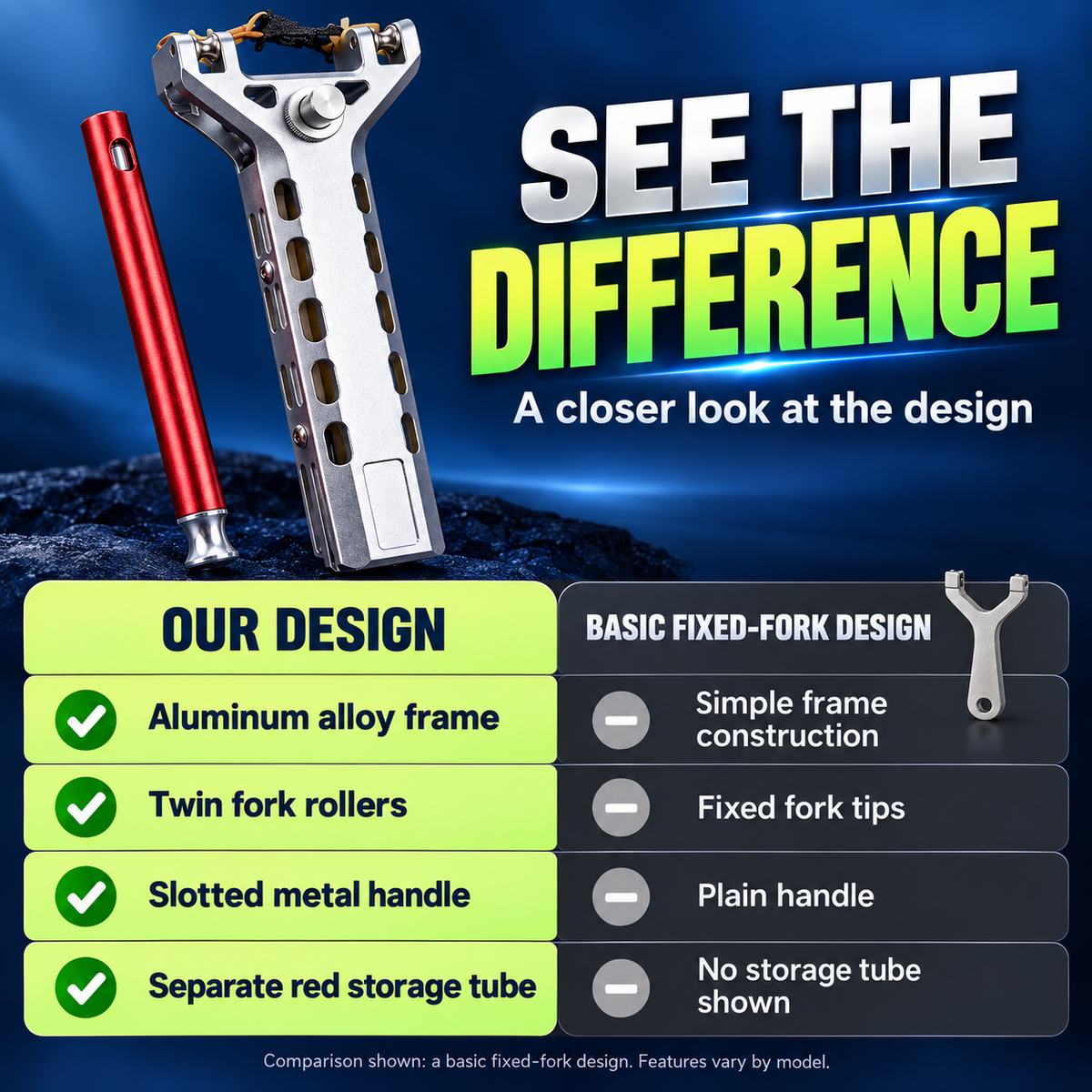 Vaultorian CNC-Machined Aluminum Alloy Slingshot Kit with Rapid Reload, Ammo Tube & Emergency Window Breaker