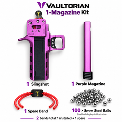 Vaultorian GD02 CNC-Machined Aluminum Alloy Slingshot with Magazine – Purple