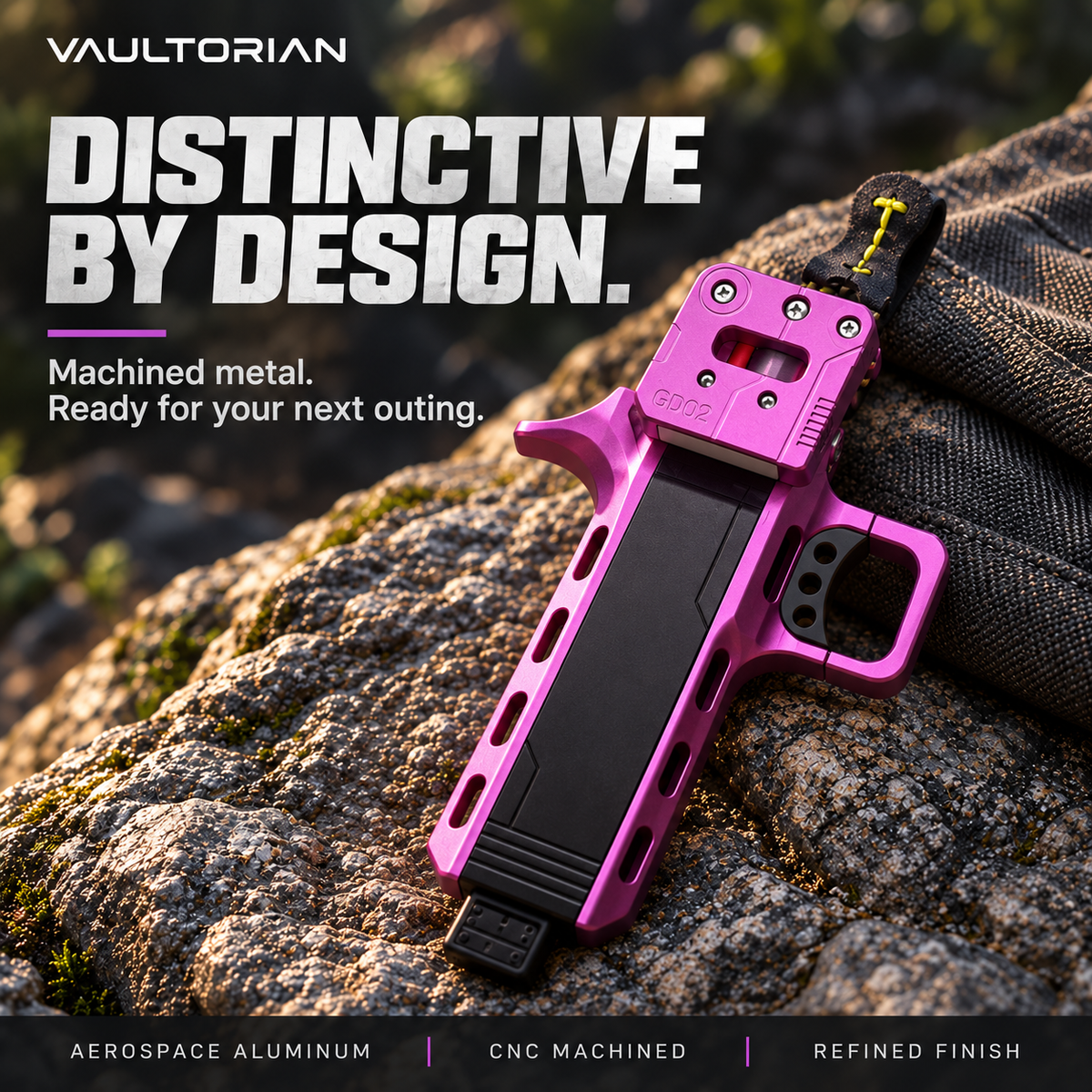 Vaultorian GD02 CNC-Machined Aluminum Alloy Slingshot with Magazine – Purple