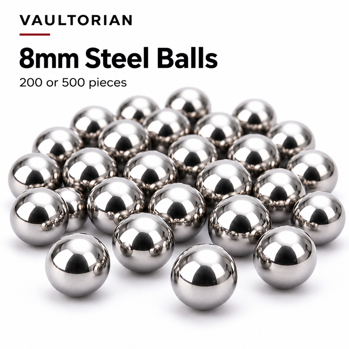 VAULTORIAN 8mm Steel Slingshot Ammo – 200 or 500 Pieces