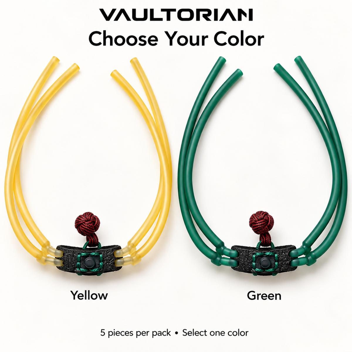 VAULTORIAN Slingshot Replacement Bands with Pouch & Knot – 5-Pack
