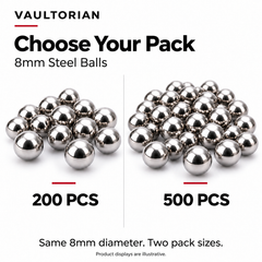 VAULTORIAN 8mm Steel Slingshot Ammo – 200 or 500 Pieces