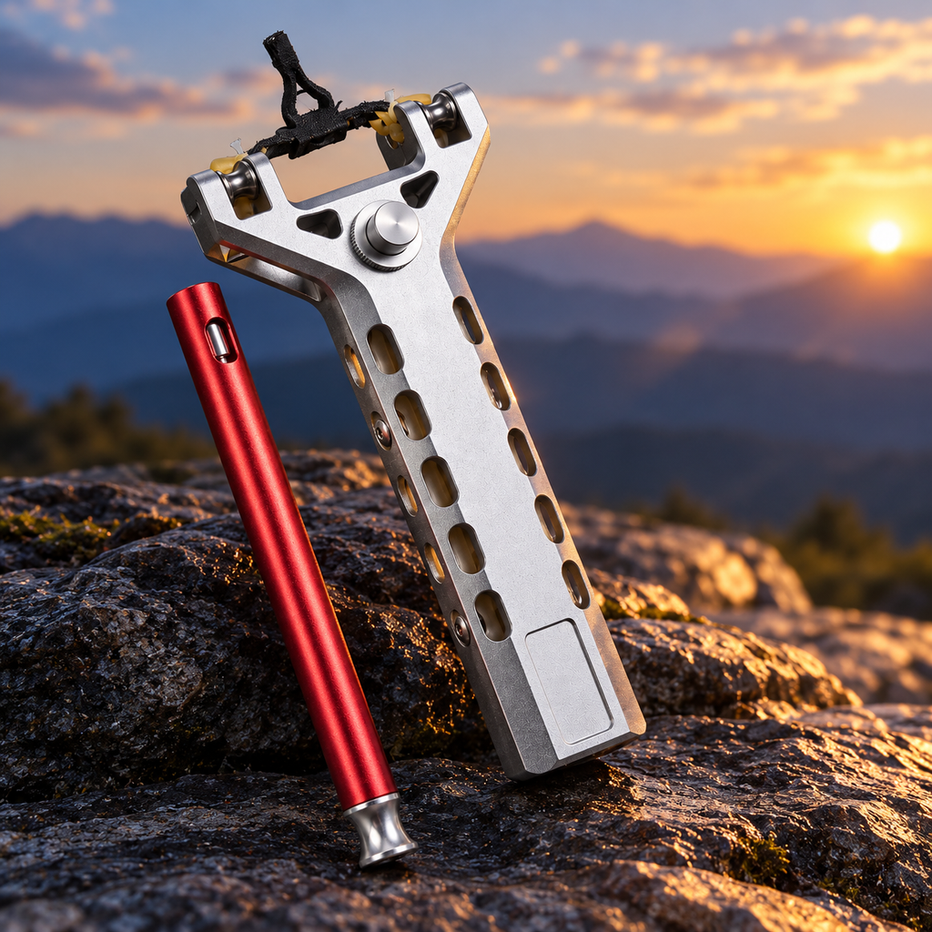 Vaultorian CNC-Machined Aluminum Alloy Slingshot Kit with Rapid Reload, Ammo Tube & Emergency Window Breaker